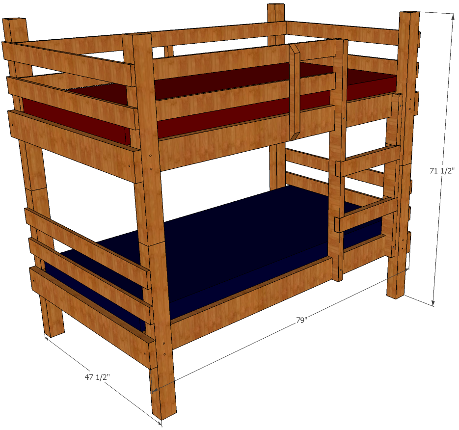 wooden triple lindy bunk bed plans and designs for children